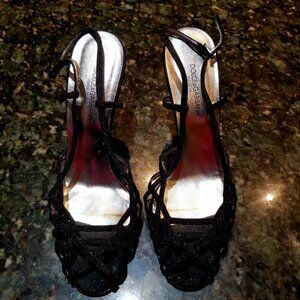 Dolce & Gabbana, black shimmering evening heels, size 38.5, worn once.